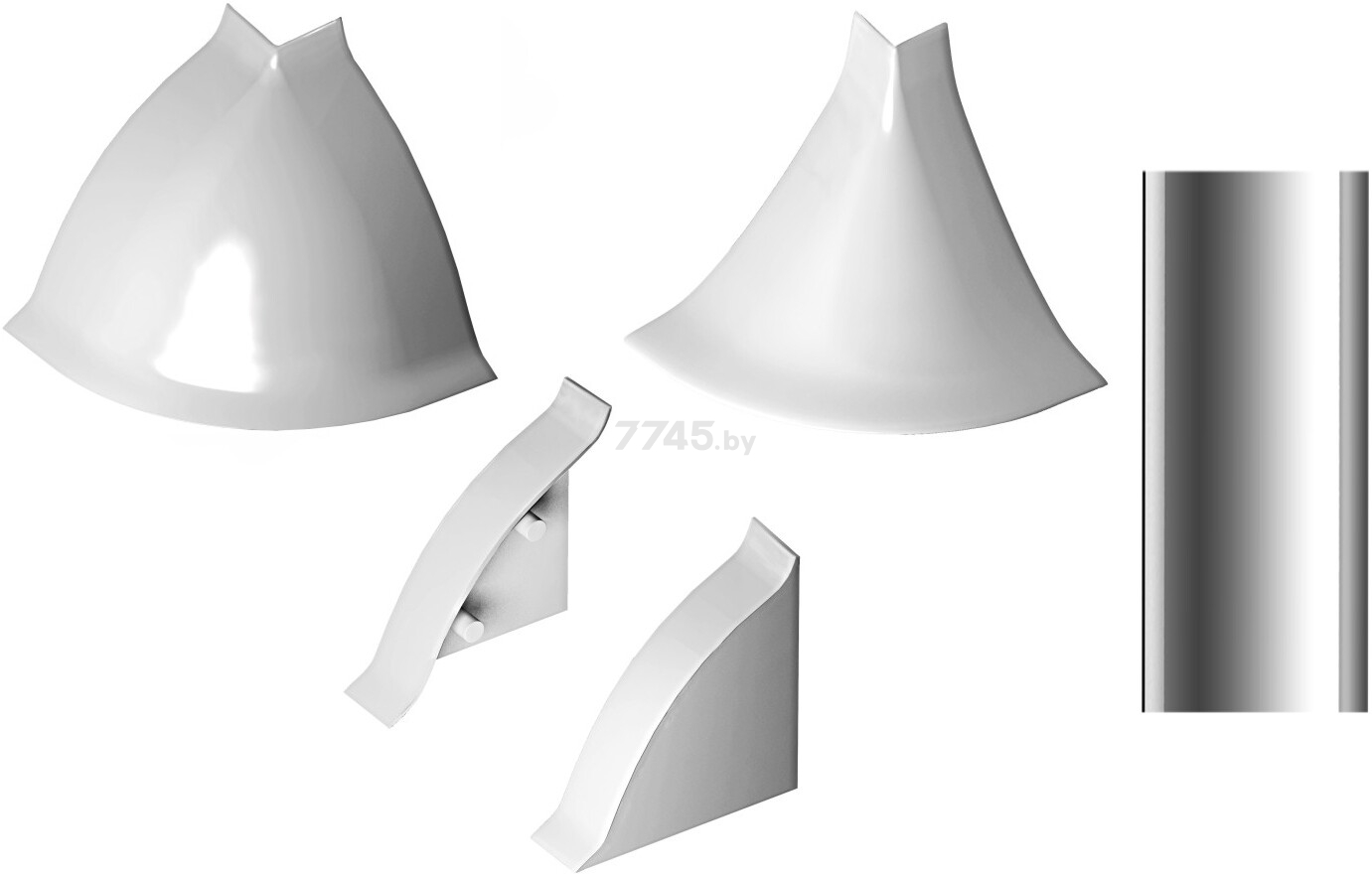 Комплектующие для кухонного плинтуса RICO выгнутая форма серебро (5709)